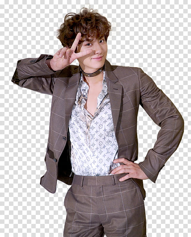 EXO, posing male artist wearing brown blazer transparent background PNG clipart