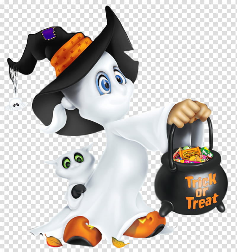 Halloween, white ghost holding cauldron illustration transparent background PNG clipart