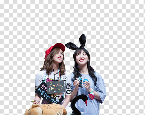 Mina and Nayeon, black rabbit ears headband transparent background PNG clipart