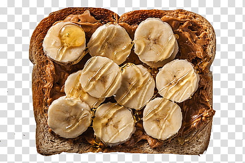 bread slice with banana slices and honey transparent background PNG clipart