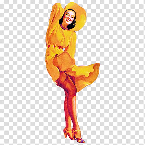 Ning Vintage Pin up girls Pics, woman wearing yellow dress illustration transparent background PNG clipart