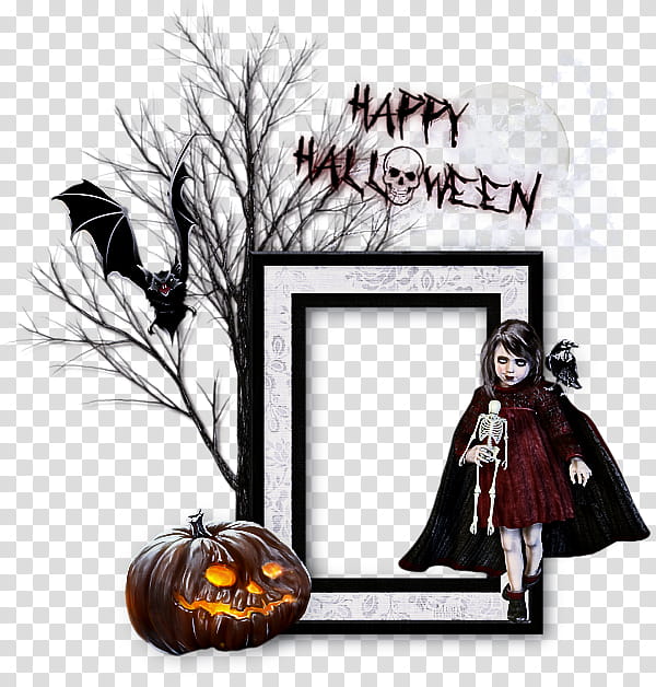 frame, Trickortreat, Frame, Pumpkin, Tree, Black Cat, Witch Hat, Plant transparent background PNG clipart