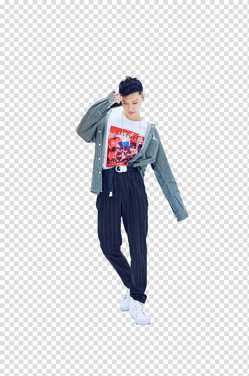 Ten NCT, man in jacket and pinstriped pants transparent background PNG clipart