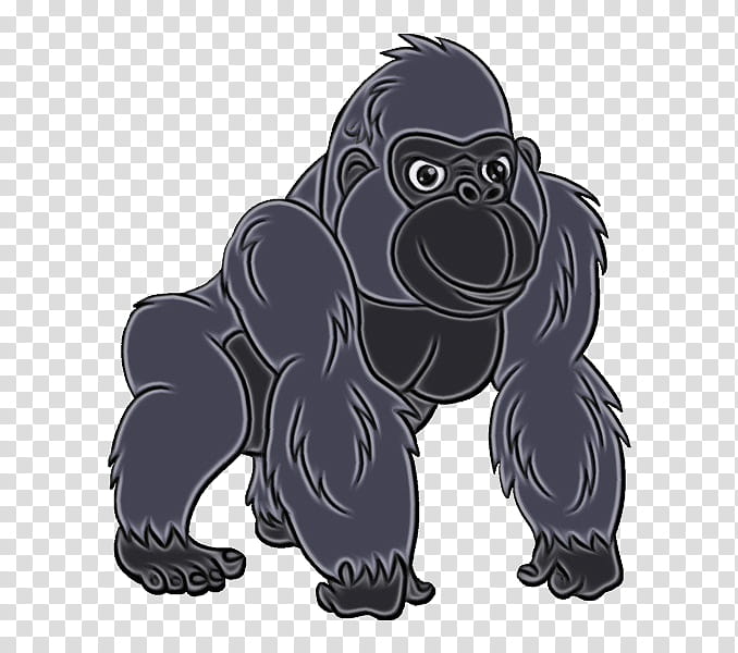 Gorilla, Watercolor, Paint, Wet Ink, Western Gorilla, Bear, Dog, Mammal transparent background PNG clipart