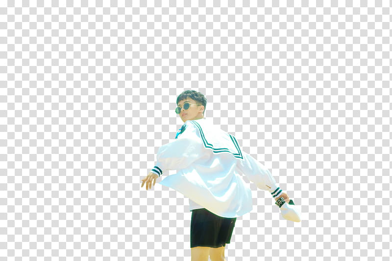 NCT DREAM WE YOUNG RENDER MARK, male wearing white and black long-sleeved top and black shorts art transparent background PNG clipart