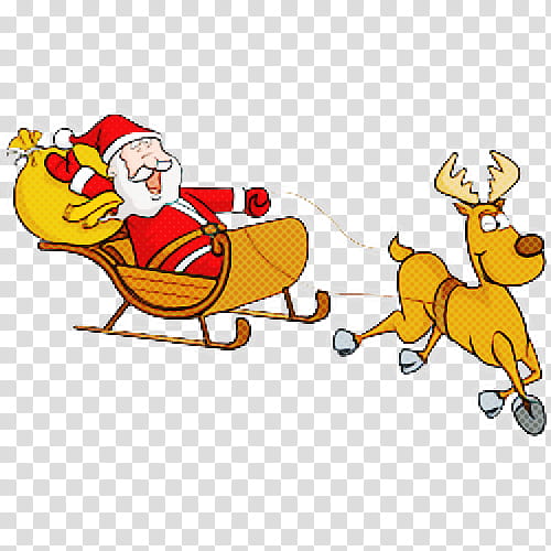 Santa claus, Cartoon, Reindeer, Vehicle, Sled, Christmas Eve, Riding Toy transparent background PNG clipart