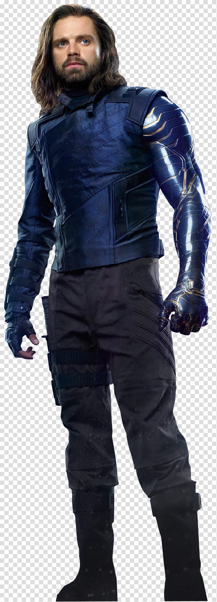 Bucky Barnes x, male movie character in blue top transparent background PNG clipart