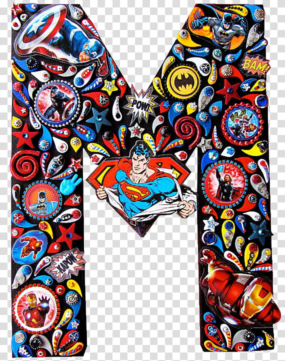 Alphabetic Stuff s, DC Superheroes-themed letter m transparent background PNG clipart