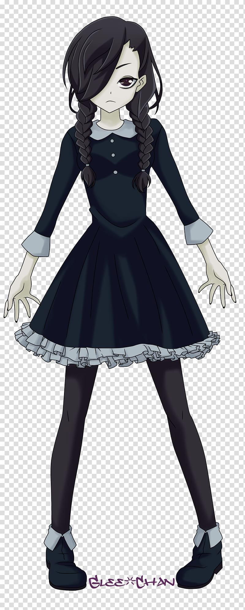 Anime Wednesday Addams transparent background PNG clipart