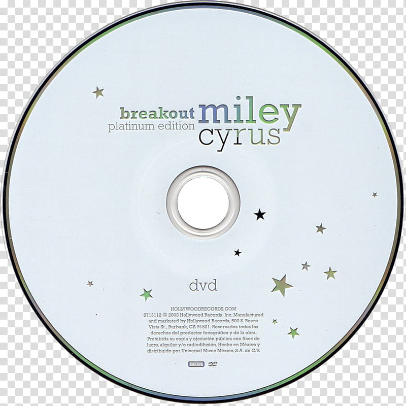 CDS, Miley Cyrus Breakout platinum edition DVD disc transparent background PNG clipart