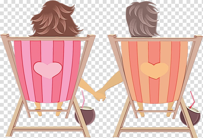 Watercolor Drawing, Paint, Wet Ink, Chair, Beach, Deckchair, Table, Sitting transparent background PNG clipart