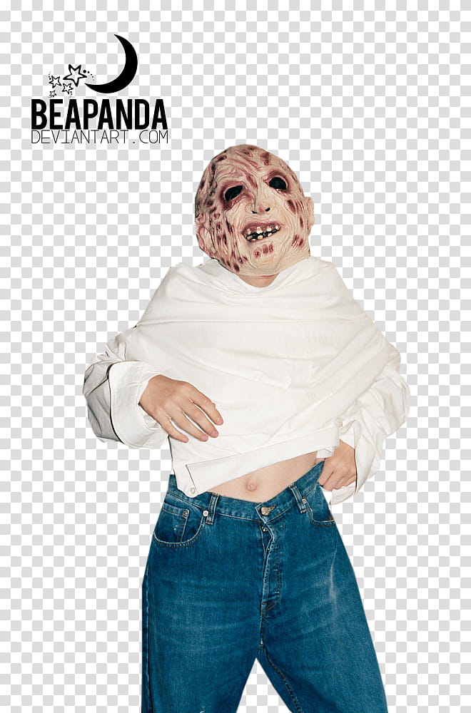 Finn Wolfhard, man wearing Halloween mask transparent background PNG clipart