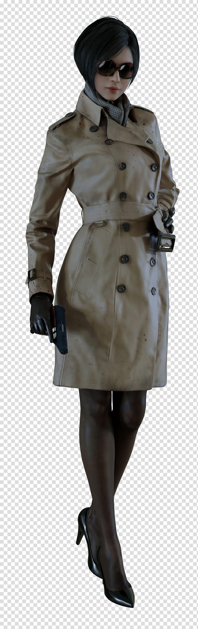Resident Evil   Ada Wong, woman wearing brown double-breasted coat standing transparent background PNG clipart