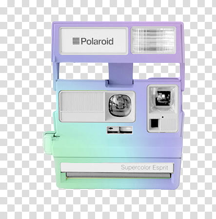 Aesthetic, teal and purple Polaroid Supercolor Esprit camera transparent background PNG clipart