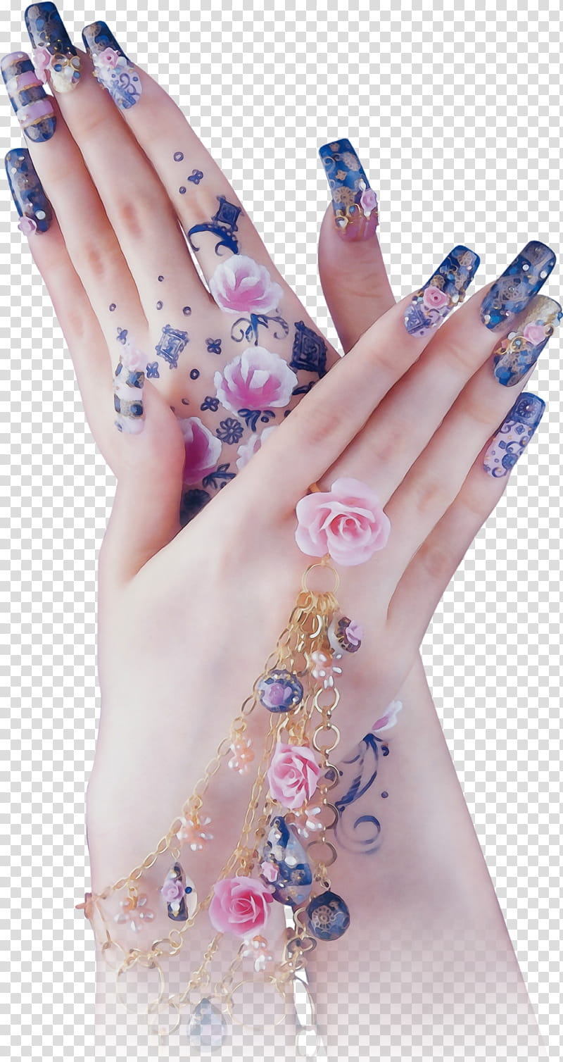 nail finger hand nail care temporary tattoo, Watercolor, Paint, Wet Ink, Cosmetics, Manicure, Wrist, Artificial Nails transparent background PNG clipart