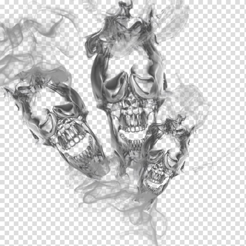 triple skull smoke transparant , three skulls illustration transparent background PNG clipart