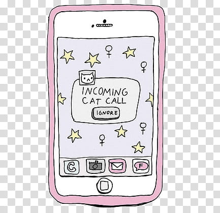 iPhone drawing with incoming cat call text transparent background PNG clipart