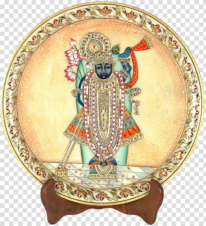 Exotic India S, round multicolored ceramic religious deity decorative plate transparent background PNG clipart