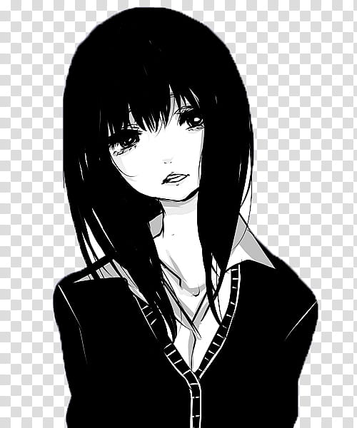 anime girl black haired female anime character transparent