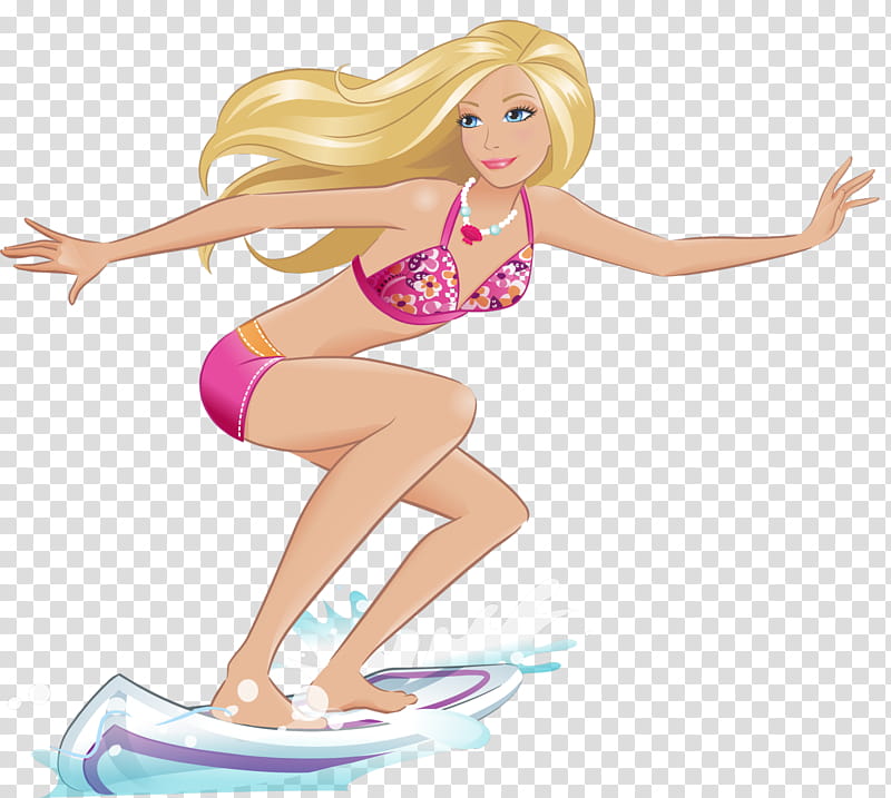 Barbie and Friends, Barbie surfing illustration transparent background PNG clipart