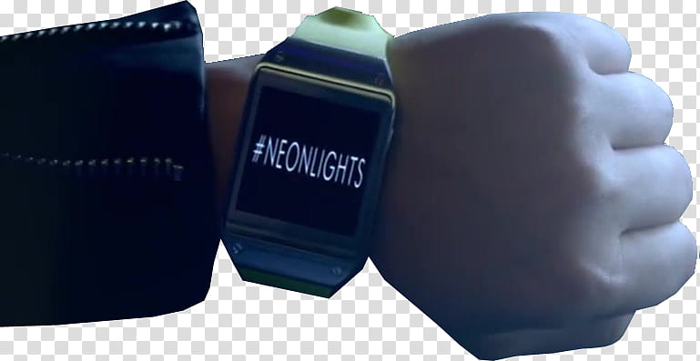 Demi Lovato Neon Lights, black and green smartwatch with text overlay transparent background PNG clipart