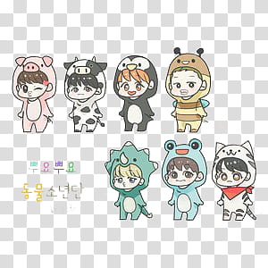 BTS CHIBI , cartoon characters transparent background PNG clipart