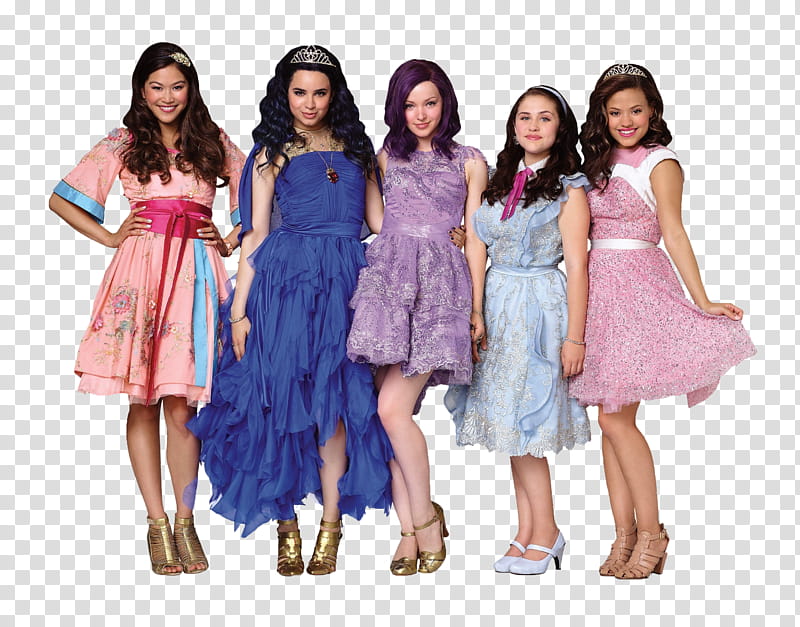 Descendants, five woman wearing assorted-color dresses transparent background PNG clipart