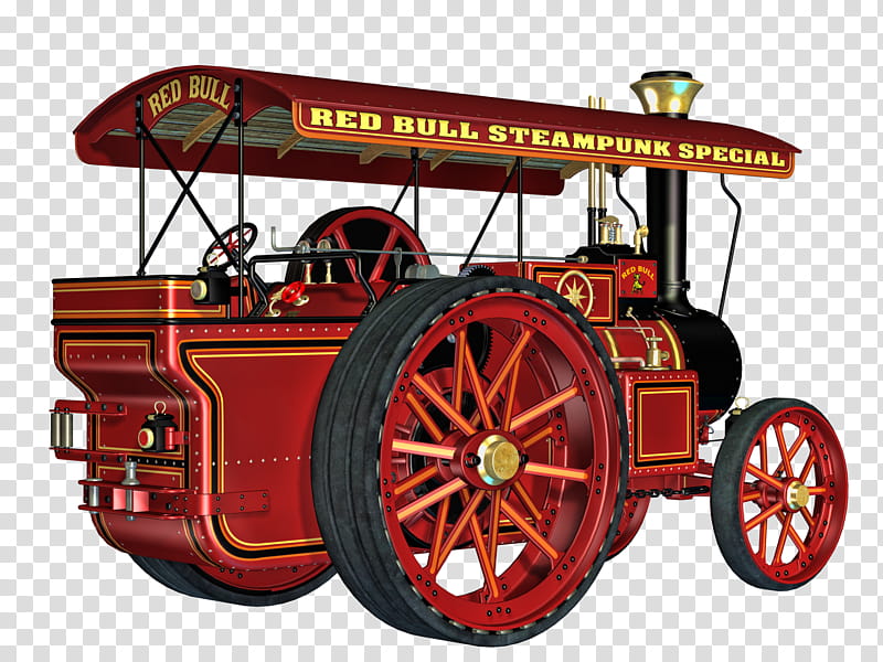 Steam Engine , vintage red and black vehicle illustration transparent background PNG clipart