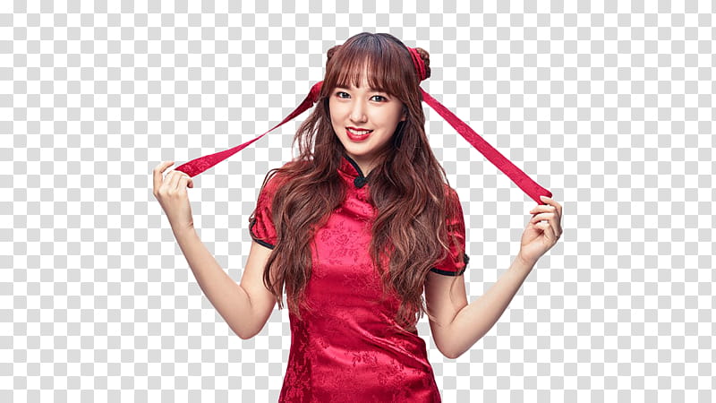 Cheng Xiao WJSN, smiling woman wearing red dress transparent background PNG clipart