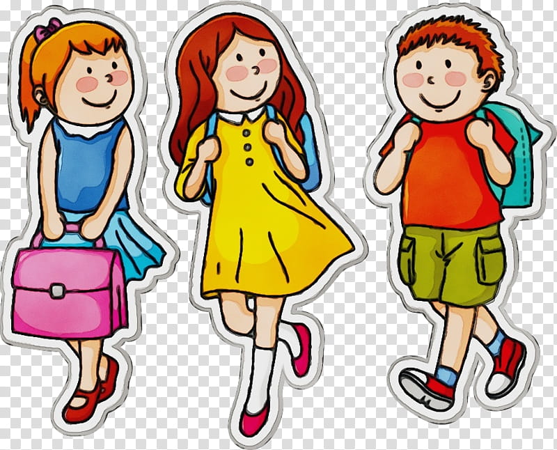 cartoon people social group child, Watercolor, Paint, Wet Ink, Cartoon, Happy, Friendship, Youth transparent background PNG clipart