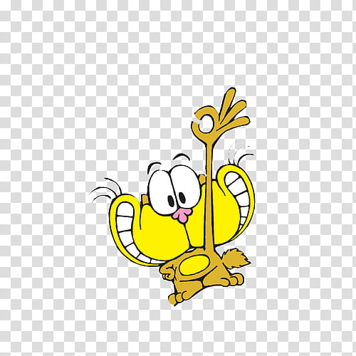 Gaturro, yellow cartoon character raising his hand transparent background PNG clipart