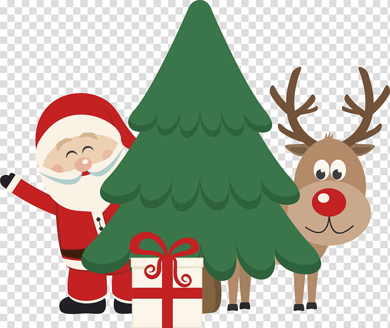 Material Clipart Hd PNG, Christmas Material, Christmas Tree, Santa