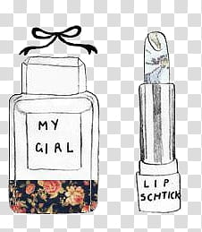 Super  , women's lipstick and perfume bottle sketch illustration transparent background PNG clipart