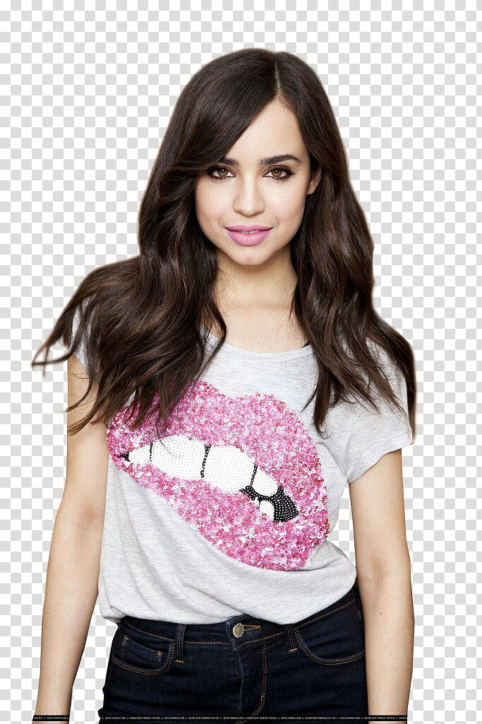 Sofia Carson , woman in gray and pink shirt transparent background PNG clipart