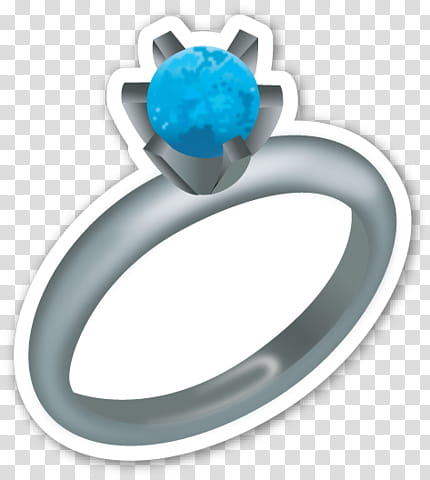 EMOJI STICKER , blue jeweled silver-colored ring art transparent background PNG clipart