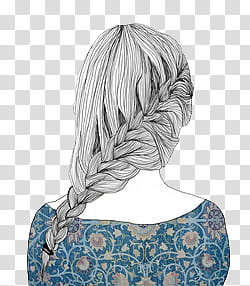 woman facing back with braided hair drawing transparent background PNG clipart