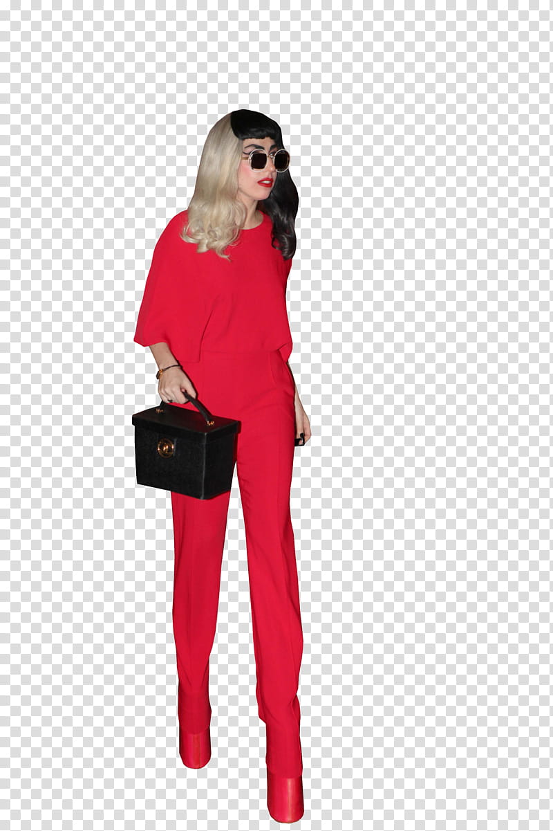 Lady Gaga , woman wearing pink top and pants transparent background PNG clipart