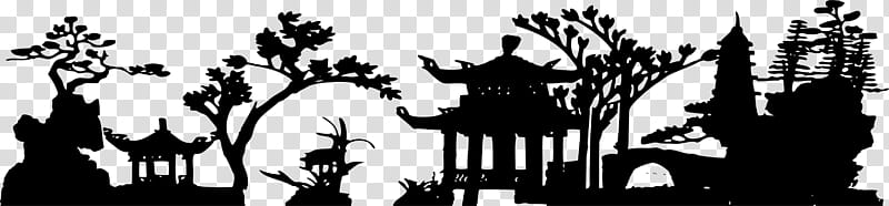 Architecture Tree, China, Silhouette, Chinese Architecture, Chinese Painting, Landscape Painting, Chinese Garden, Blackandwhite transparent background PNG clipart