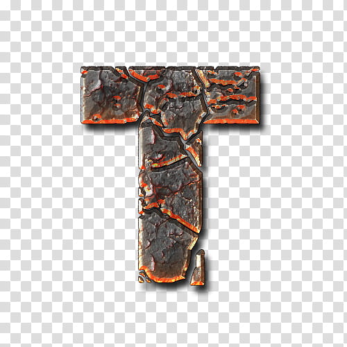 Lava Alphabetical , orange and gray cracked letter T transparent background PNG clipart