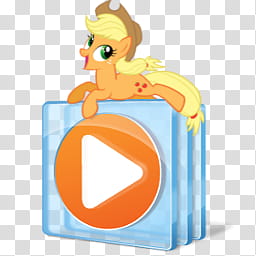 All icons in mac and ico PC formats, video, AJmedia player, orange My Little Pony art transparent background PNG clipart