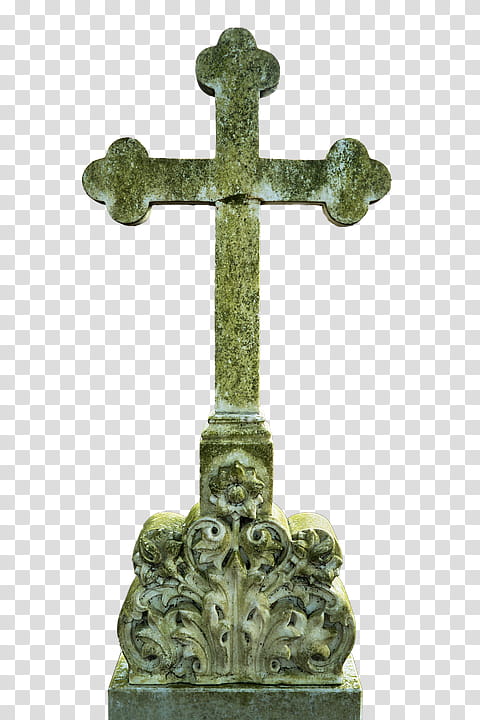 Grave Marker, brown and gray cross statue transparent background PNG clipart
