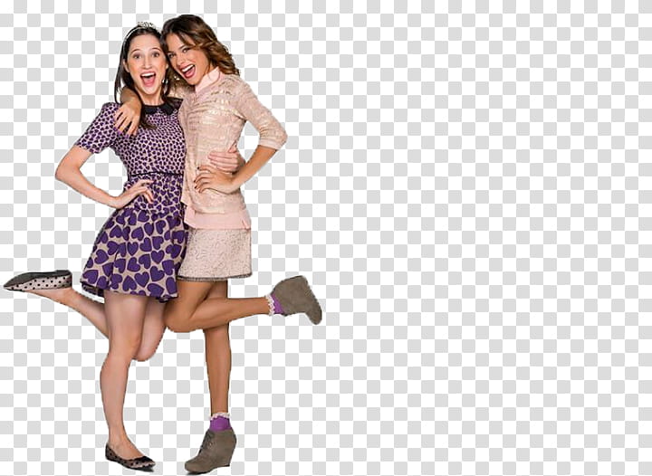 VIOLETTA, two women smiling beside each other and standing on one leg transparent background PNG clipart