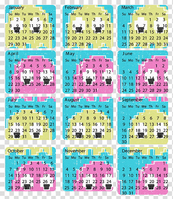 Cool Calendars , blue, brown, and pink ghost background calendar transparent background PNG clipart