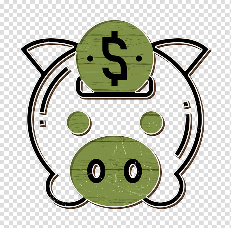 Save icon Accounting icon Piggy bank icon, Green, Emoticon, Smile transparent background PNG clipart