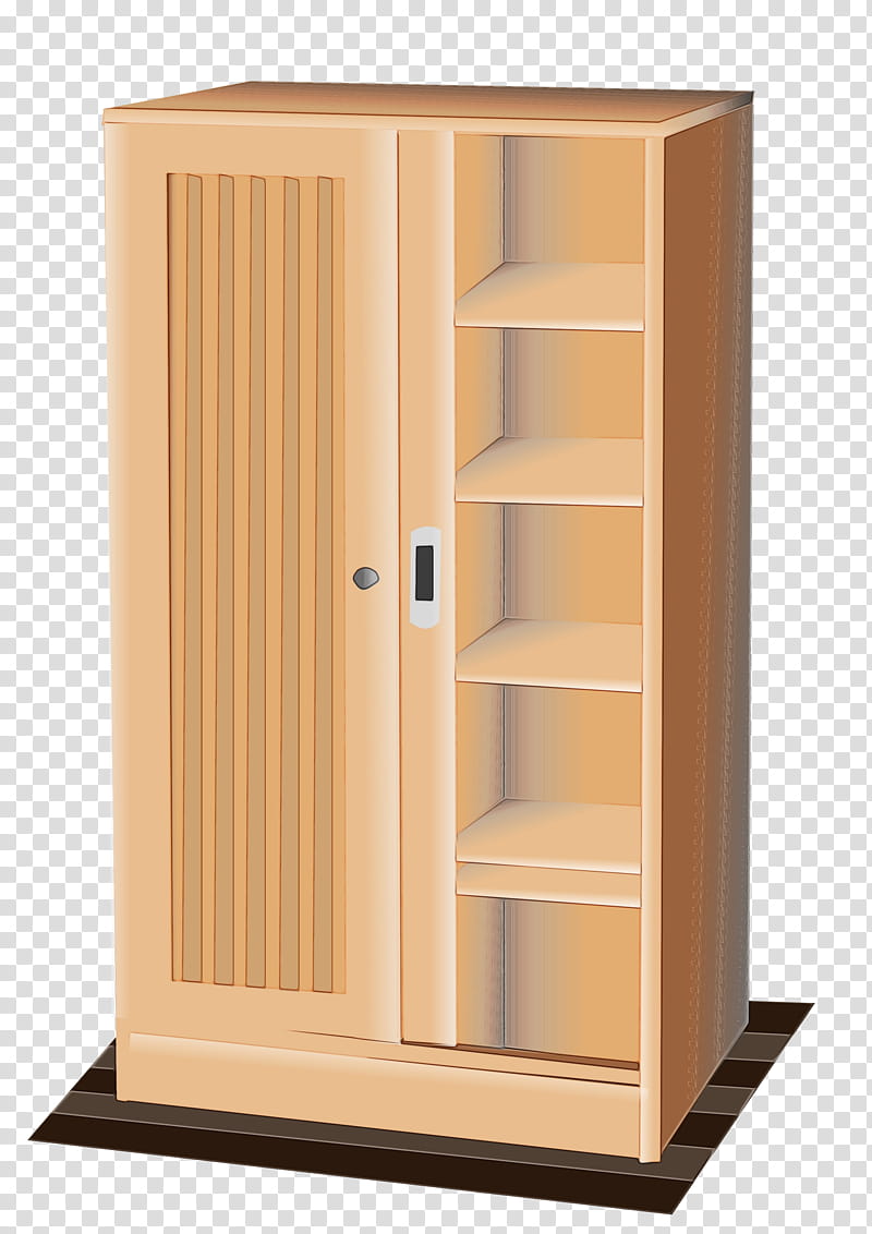 cupboard furniture wardrobe shelf wood, Watercolor, Paint, Wet Ink, Plywood, Drawer, Shelving, Door transparent background PNG clipart
