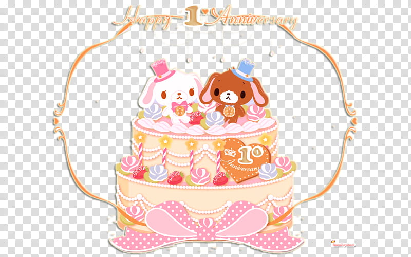 Sugar Bunnies, two white and brown dogs cake topper on top of -tier cake illustration transparent background PNG clipart