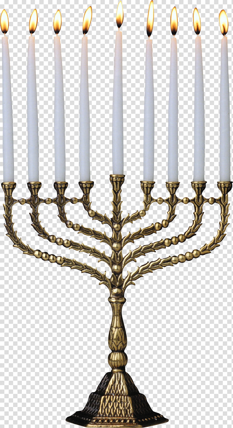 RECURSOS , brass-colored hanukah menorah with candles transparent background PNG clipart