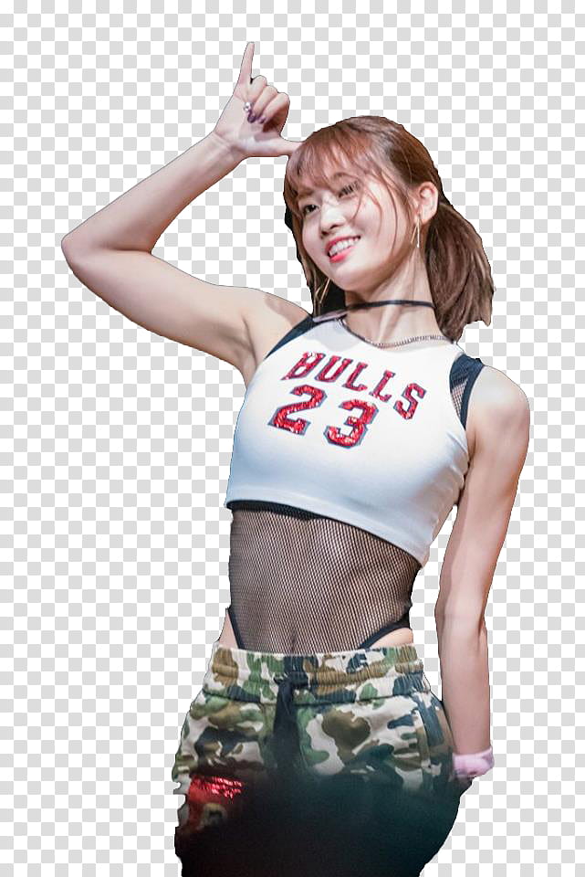 RENDER TWICE MOMO  s, Twice member raising right arm transparent background PNG clipart