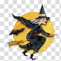 Halloween Mega, witch riding broom stick illustration transparent background PNG clipart