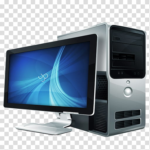 HP Dock Icon Set, MyComputer, gray flat screen computer monitor and tower transparent background PNG clipart